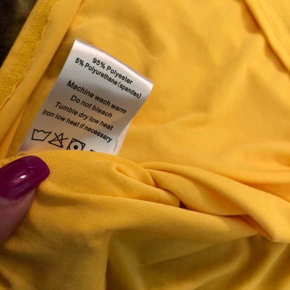 Doublju Yellow short sleeves cold shoulder top - Picture 3 of 3